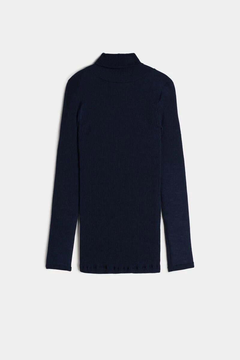 Long-sleeve High-Neck Tubular Top In Wool And Silk 7 Long-sleeve High-Neck Tubular Top In Wool And Silk - Image 5