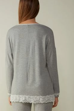 Long-Sleeve Round-Neck Modal Top -intimissimi shop CLD700031 BI