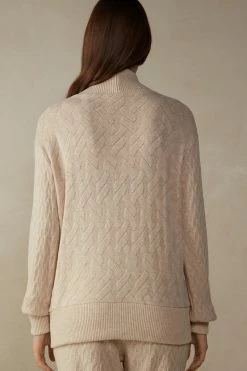 Winter Braid Jacquard Long-Sleeved Cardigan 13 Winter Braid Jacquard Long-Sleeved Cardigan -intimissimi shop CLD905A2106 BI