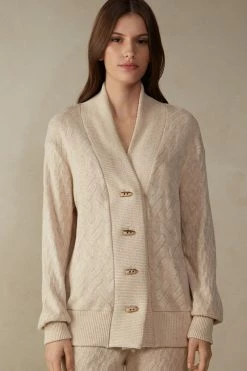 Winter Braid Jacquard Long-Sleeved Cardigan