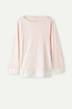Soft Spring Long-Sleeved Cotton Top 12 Soft Spring Long-Sleeved Cotton Top -intimissimi shop CLD909234J F