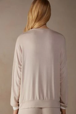 Simple Elegance Long-Sleeved Modal Jumper -intimissimi shop CLD911227J BI