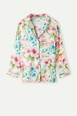 Botanical Lyrics Satin Open-Front Top -intimissimi shop CLD912A228J F