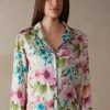 Botanical Lyrics Satin Open-Front Top