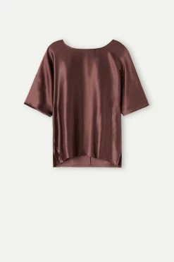 Short-Sleeved Silk And Modal Top 12 Short-Sleeved Silk And Modal Top -intimissimi shop CM162M002J F