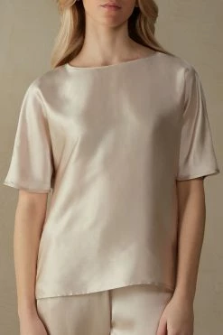 Short-Sleeved Silk And Modal Top
