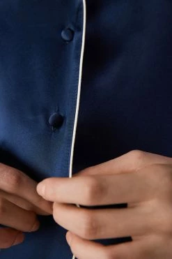 Short-Sleeved Satin Shirt With Contrasting Trim 12 Short-Sleeved Satin Shirt With Contrasting Trim -intimissimi shop CMD12331467 DT1W