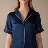 Short-Sleeved Satin Shirt With Contrasting Trim 1 Short-Sleeved Satin Shirt With Contrasting Trim -intimissimi shop CMD12331467 FI