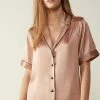 Short-Sleeved Satin Shirt With Contrasting Trim 1 Short-Sleeved Satin Shirt With Contrasting Trim -intimissimi shop CMD1233163I FI