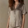 Short-Sleeved Satin Shirt With Contrasting Trim 2 Short-Sleeved Satin Shirt With Contrasting Trim -intimissimi shop CMD1233651I FI
