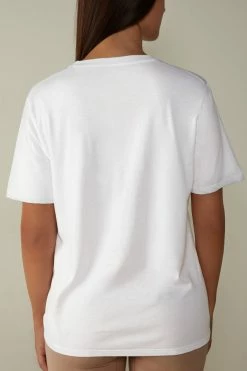 Short-Sleeved Supima® Cotton Top 13 Short-Sleeved Supima® Cotton Top -intimissimi shop CMD12O001 BI