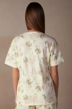 Scent Of Roses Short-Sleeved Cotton Top -intimissimi shop CMD2484205J BI