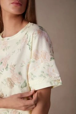 Scent Of Roses Short-Sleeved Cotton Top -intimissimi shop CMD2484205J DT1W