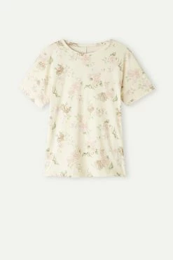 Scent Of Roses Short-Sleeved Cotton Top -intimissimi shop CMD2484205J F