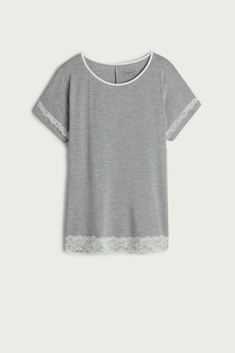 Short-Sleeve Modal Top With Lace Detail 8 Short-Sleeve Modal Top With Lace Detail - Image 6