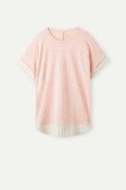 Soft Spring Short-Sleeved Cotton Top -intimissimi shop CMD909234J F