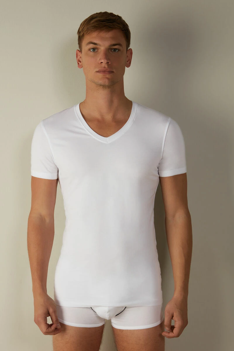 Stretch Supima® Cotton T-Shirt With V Neck 3 Stretch Supima® Cotton T-Shirt With V Neck