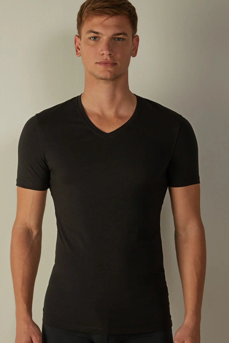 Stretch Supima® Cotton T-Shirt With V Neck 2 Stretch Supima® Cotton T-Shirt With V Neck