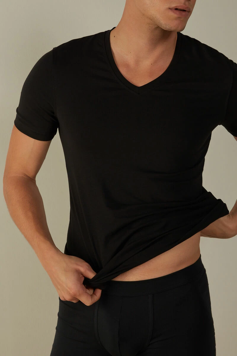 Stretch Supima® Cotton T-Shirt With V Neck 3 Stretch Supima® Cotton T-Shirt With V Neck - Image 2