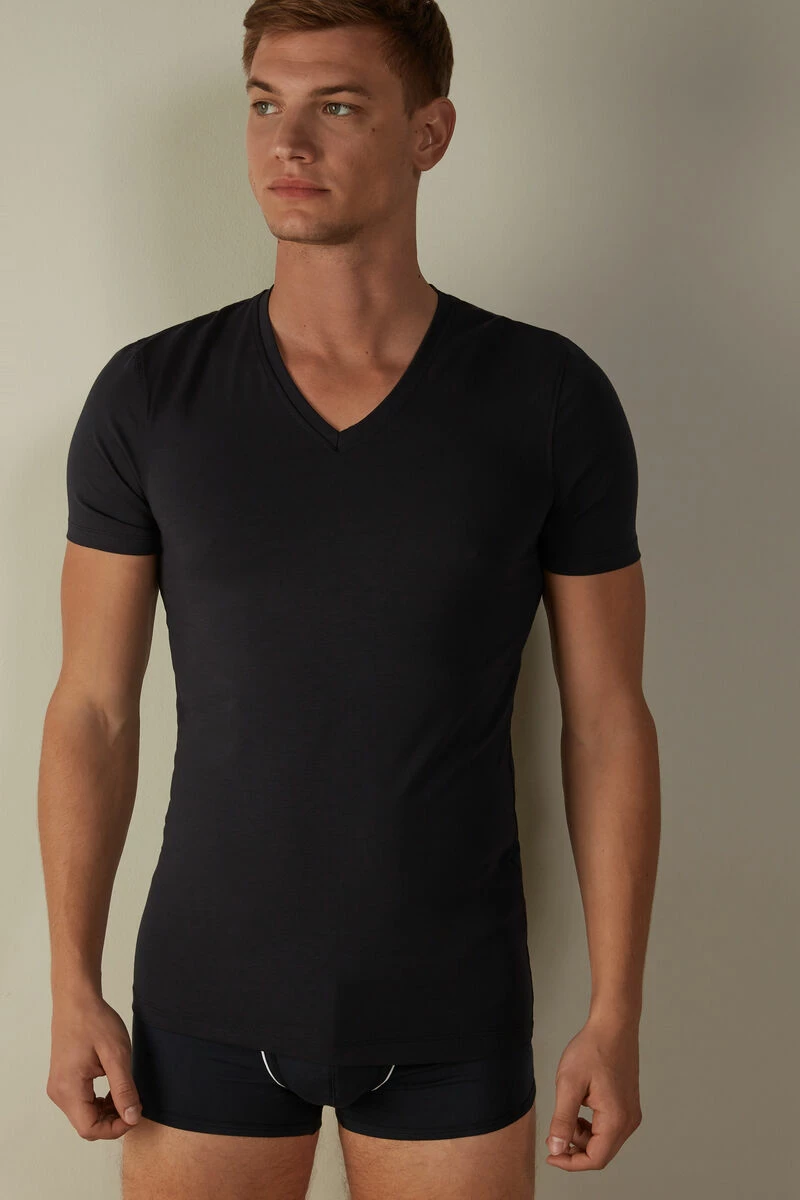 Stretch Supima® Cotton T-Shirt With V Neck 3 Stretch Supima® Cotton T-Shirt With V Neck