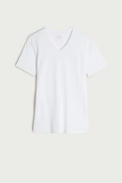 Stretch Supima® Cotton T-Shirt With V Neck 12 Stretch Supima® Cotton T-Shirt With V Neck -intimissimi shop CMU12B 001 F