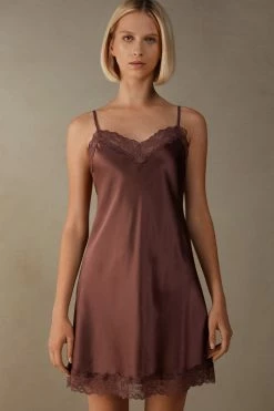 Silk Slip With Lace Insert Detail