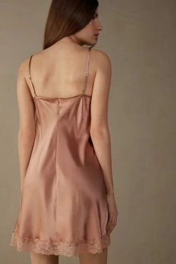 Silk Slip With Lace Insert Detail 13 Silk Slip With Lace Insert Detail -intimissimi shop LC71S1163I BI