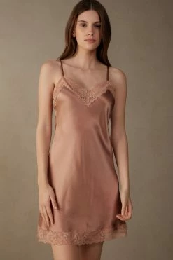 Silk Slip With Lace Insert Detail