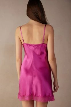 Silk Slip With Lace Insert Detail 11 Silk Slip With Lace Insert Detail -intimissimi shop LC71S1206J BI