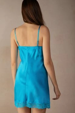 Silk Slip With Lace Insert Detail 11 Silk Slip With Lace Insert Detail -intimissimi shop LC71S1210J BI