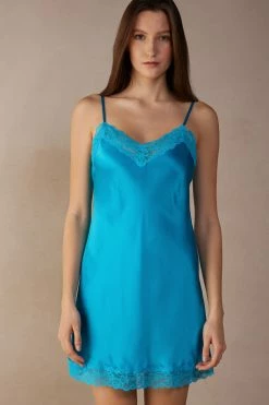 Silk Slip With Lace Insert Detail