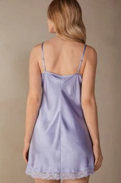 Silk Slip With Lace Insert Detail 11 Silk Slip With Lace Insert Detail -intimissimi shop LC71S1212J BI