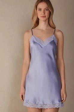 Silk Slip With Lace Insert Detail