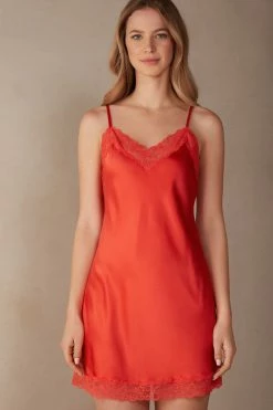 Silk Slip With Lace Insert Detail