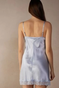 Silk Slip With Lace Insert Detail 11 Silk Slip With Lace Insert Detail -intimissimi shop LC71S1220J BI