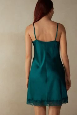 Silk Slip With Lace Insert Detail 11 Silk Slip With Lace Insert Detail -intimissimi shop LC71S14572 BI