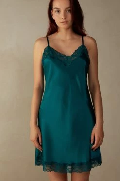 Silk Slip With Lace Insert Detail