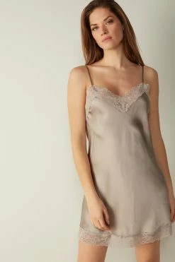 Silk Slip With Lace Insert Detail