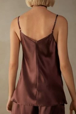 Silk Satin Top With V Neck 11 Silk Satin Top With V Neck -intimissimi shop LT71S4002J BI