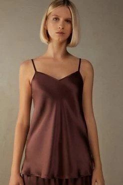 Silk Satin Top With V Neck