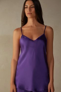 Silk Satin Top With V Neck