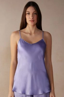 Silk Satin Top With V Neck