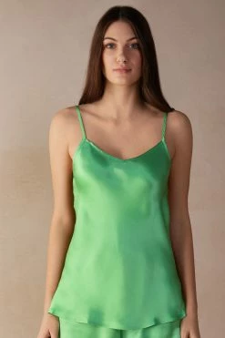 Silk Satin Top With V Neck