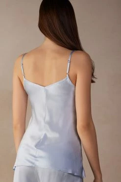 Silk Satin Top With V Neck -intimissimi shop LT71S4220J BI