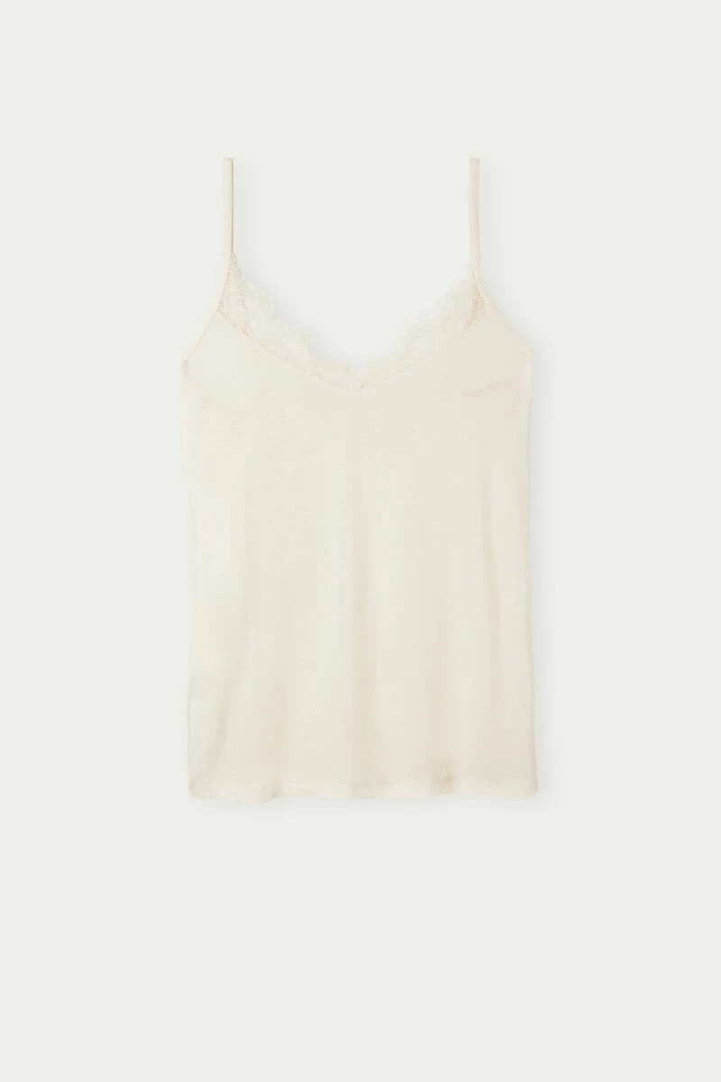 Ultralight Modal And Cashmere Camisole With Lace 8 Ultralight Modal And Cashmere Camisole With Lace - Image 6