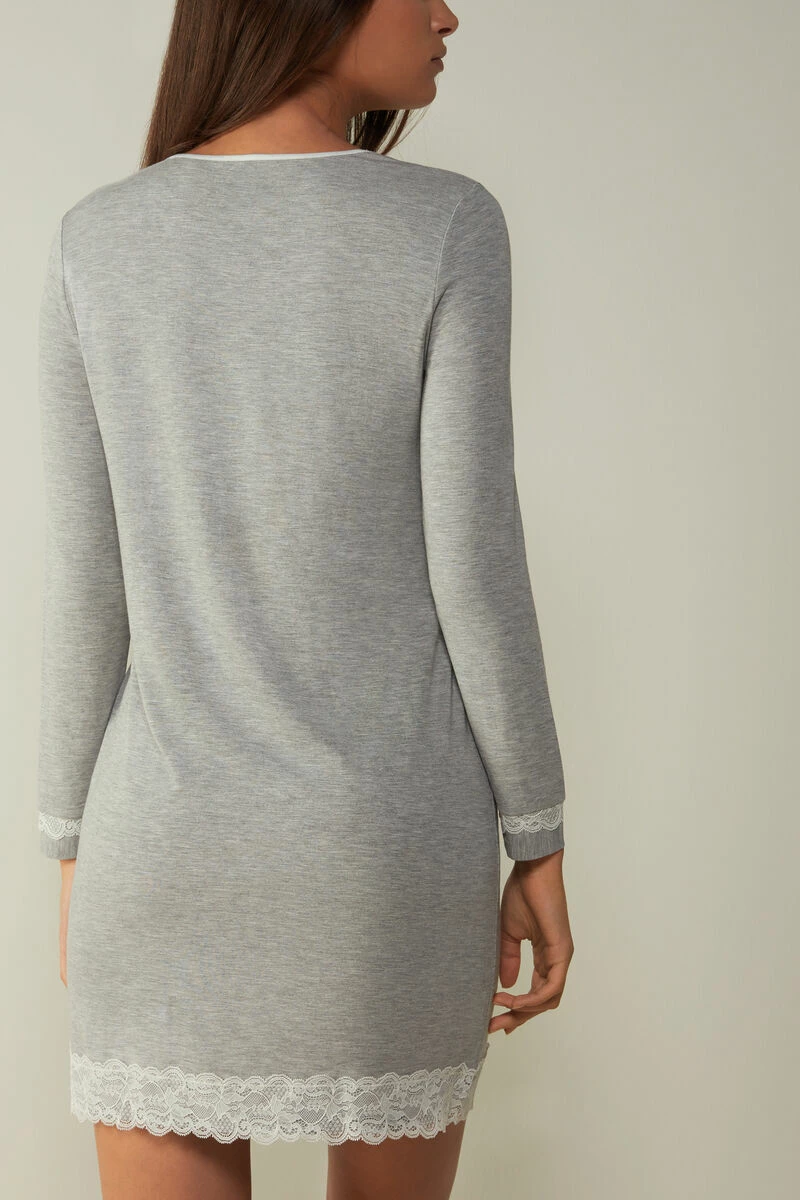 Button-Front Nightdress With Lace Detail 7 Button-Front Nightdress With Lace Detail - Image 5