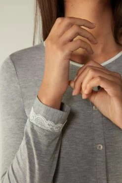 Button-Front Nightdress With Lace Detail 11 Button-Front Nightdress With Lace Detail -intimissimi shop PCN700031 DT1W