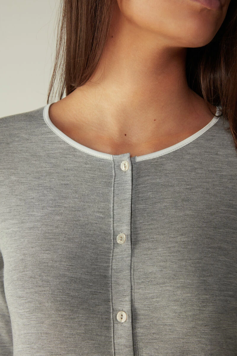 Button-Front Nightdress With Lace Detail 6 Button-Front Nightdress With Lace Detail - Image 4