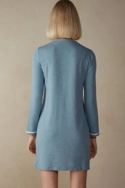 Romantic Bedroom Modal With Wool Button-Down Nightdress 11 Romantic Bedroom Modal With Wool Button-Down Nightdress -intimissimi shop PCN903145J BI