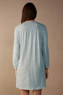 Romantic Cashmere Button-Up Nightdress 11 Romantic Cashmere Button-Up Nightdress -intimissimi shop PCN910226J BI